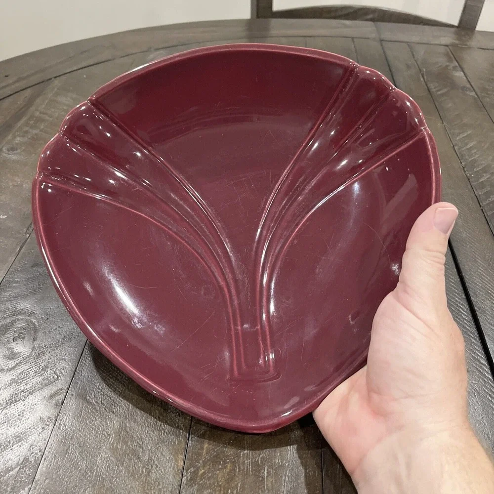Haeger Pottery Platter Deco Maroon 3281 Art MCM Vintage‎ 1984